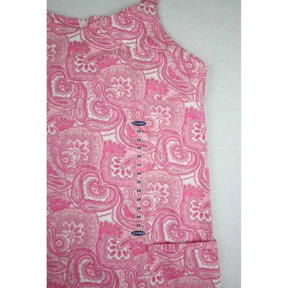 GIRL'S PINK PAISLEY PRINT DRESS - OLD NAVY - SIZE 14 - NWT